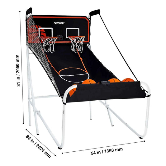 SucceBuy Foldable Basketball Arcade Game 2 Player Indoor Basketball Game Dual Shot Sport w/ 4 Balls 8 Game Modes for Kid Adult