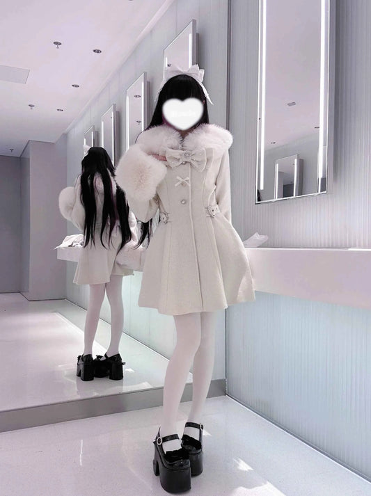 Original Japanese Mass-Produced Lace Jackets Girls Women Cute Bow Waist Cinch Heavy Drill Button Slim Fit Elegant Black Coat
