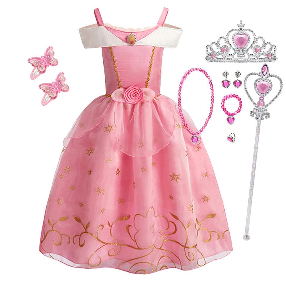 WEIZOO Girls Princess Aurora Dress - Sleeping Beauty Cosplay Costume