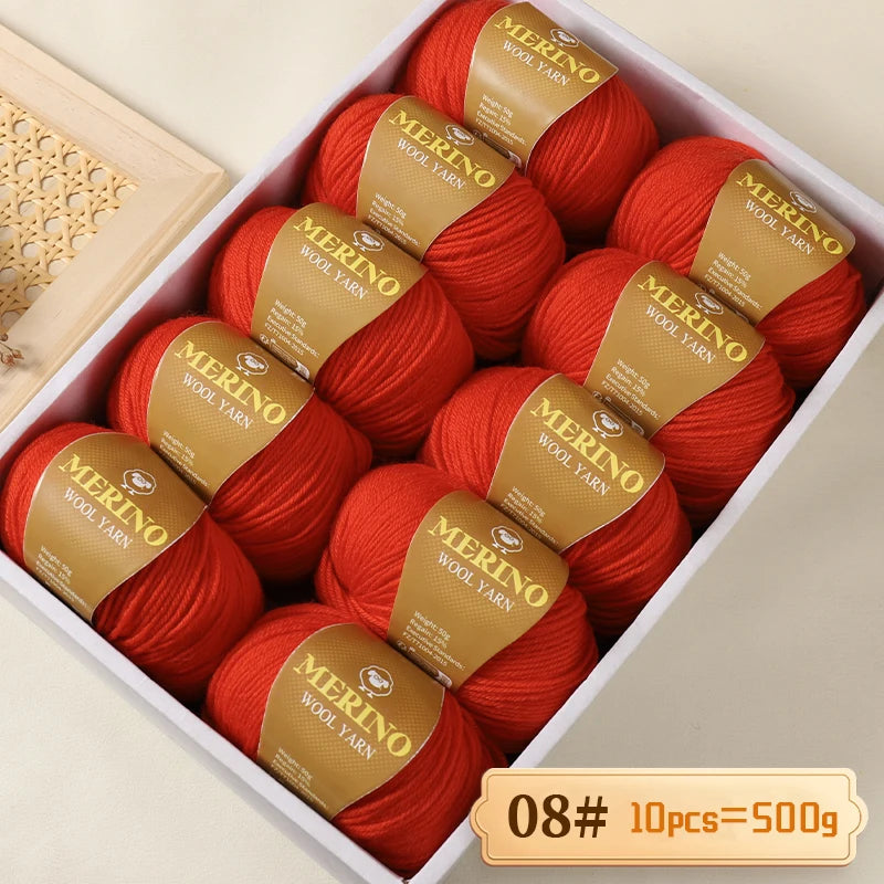 500g of High-Quality 212 Medium-Fine Alpaca Wool Yarn, Suitable for Knitting Sweaters, Scarves, and Hats, 10 Skeins/Pack