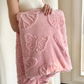 Coral Fleece Blanket with 3D Butterfly Pattern - Soft & Warm