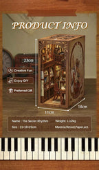 CUTEBEE DIY Book Nook Miniature Dollhouse Booknook with Touch Light Dust Cover Bookshelf Insert for Decor Gifts Secret Rhythm