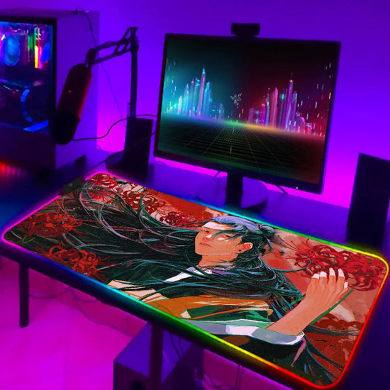 1pc Suguru Geto Jujutsu Kaisen Anime XXL RGB Gaming Mouse Pads HD Black Gamer Accessories Large LED SS69