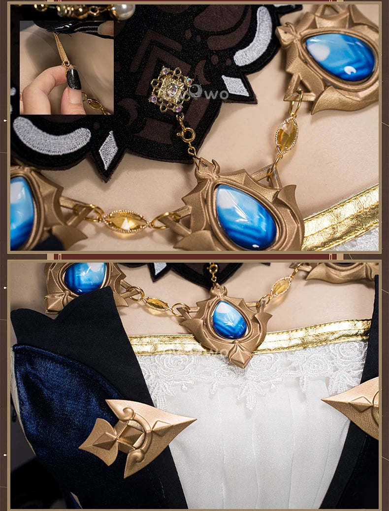IN STOCK UWOWO Navia Cosplay Genshin Impact Navia Cosplay Costume Fontaine Rococo Style Dress Cosplay Halloween Costume