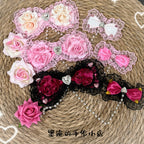 Lace Bow Hairpin with Pearl Chain & Floral Accents