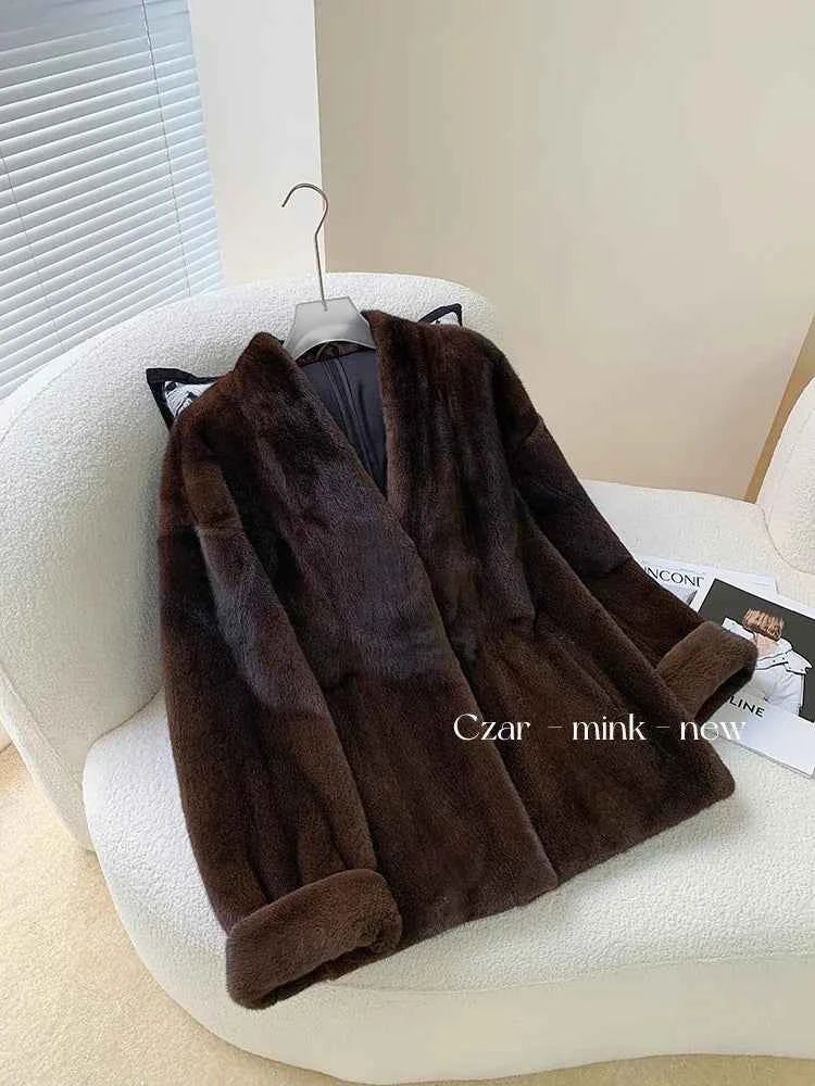 Winter Womens Real Mink Fur Coat High Quality V-neck Fur Jackets for Women New in Outerwears Luxury Clothes 2024 шуба женская