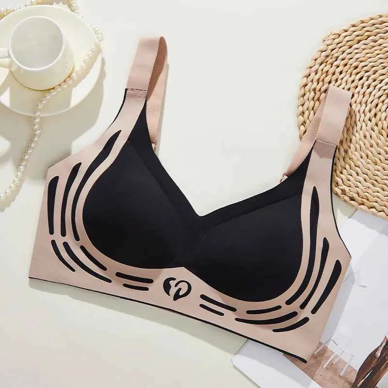 Plus Size Everyday Bra for Woman  Sport Double Support Seamless Brassiere Top No-trace Push Up Bra Padded Fixed Cup Underwear