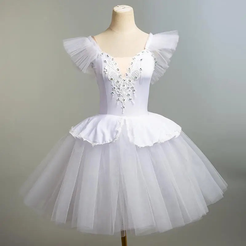 UHYTGF Blue Long Ballet Tutu Dress for Girls and Women Dance Performance