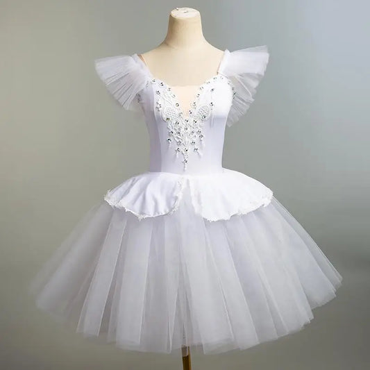 UHYTGF Blue Long Ballet Tutu Dress for Girls and Women Dance Performance