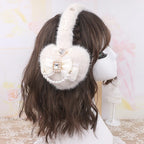 Sweet Mine Rhinestone Love Bow Earmuffs - Lolita Style