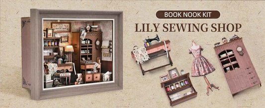 Book Nook Kit Tailor's Shop DIY 3D Wooden Puzzle Dollhouse Photo frame ornament Model Bookend Building Home Decoration