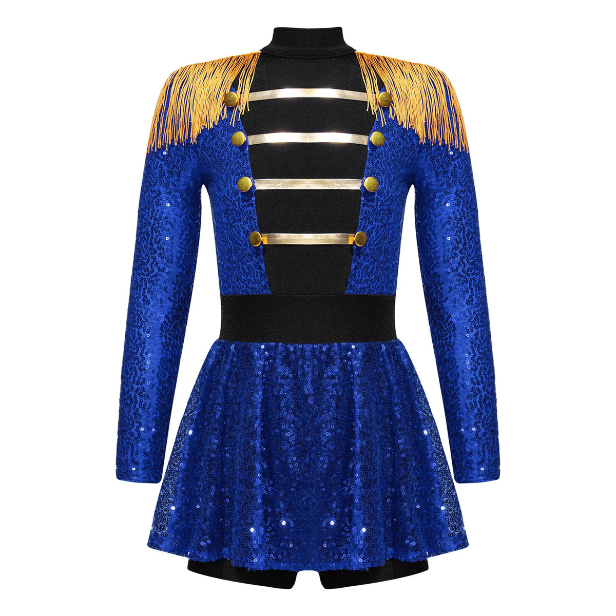 inlzdz Women's Circus Ringmaster Costume Sequin Tassel Leotard Dress