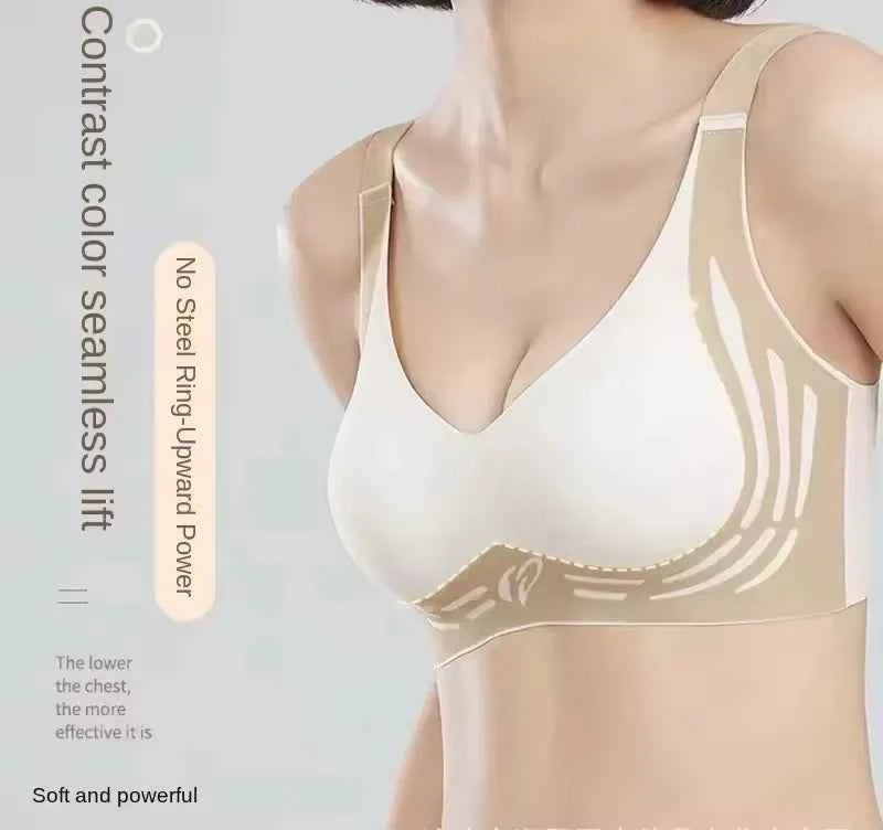 Plus Size Everyday Bra for Woman  Sport Double Support Seamless Brassiere Top No-trace Push Up Bra Padded Fixed Cup Underwear