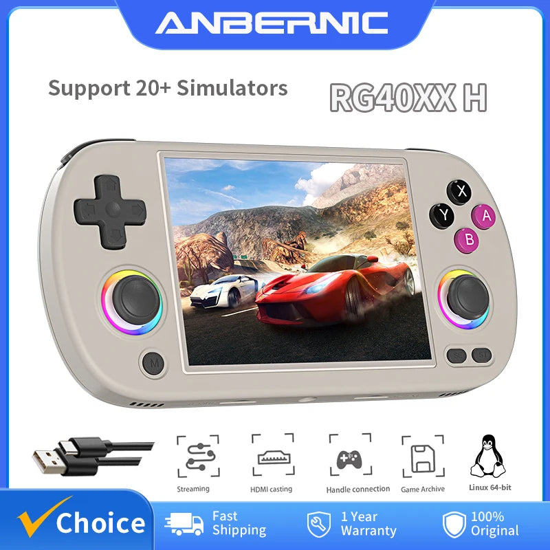 ANBERNIC RG40XX H Handheld Game Console Linux 64-bit System 4.0 inch IPS 3200mAh Retro Video Gaming Console 64G 5000+ Games Gift SS69
