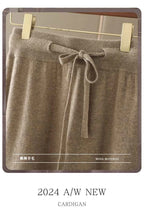 Autumn And Winter100% Pure Wool Skirt Women's Long Pocket Small A Skirt High Waist Slim Cashmere Knit A-Line Skirt