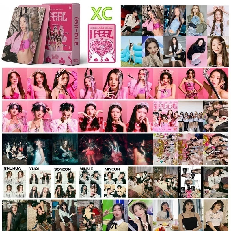 KPOP 55cards/set (G) I-DLE Album Card I FEEL Album GIDLE Ye Shuhua MINNIE Printed Photo Card LOMO Card Gift For Girls Collection SS69 7.69 XC-5-GD
