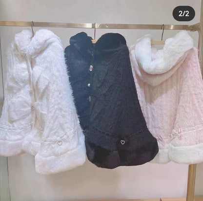 Fall Winter New Sweater Cardigan Women Japanese Mine Sweet Soft Waxy Thick Sweet Pearl Button Hooded Knitted Sweater Cape Jacket