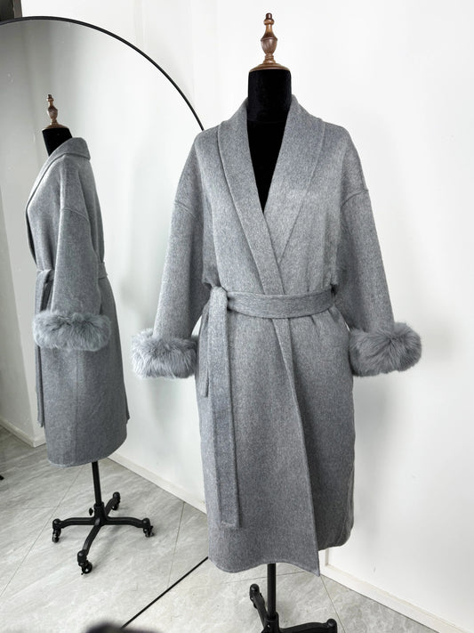 TARUXY Fox Fur Woolen Coats Women's Short Coat Office Lady Removable Elegant Double-sided Wool Overcoat 2025 New Cardigan Jacket