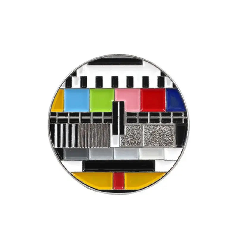 Wannee Vintage TV No Signal Rainbow Lapel Pin