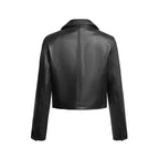 2024 New Short Genuine Leather Blazer Jackets for Women Fashion Pink Lapel Single Button Female Long Sleeve Sheepskin Jackets