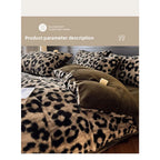 Leopard Print Plush Quilt Cover Set - Warm Coral Fleece