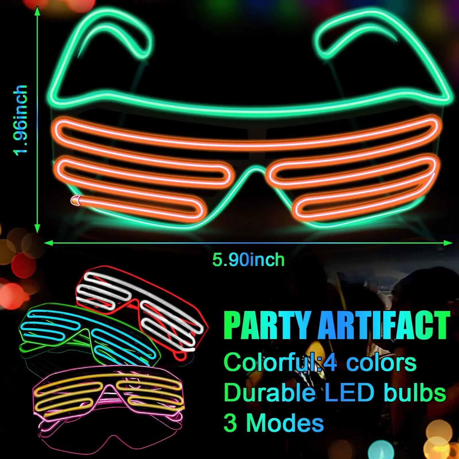 LED Glow Glasses with Blinking Modes for Parties