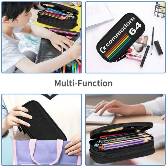 Custom Kawaii Retro Commodore 64 Pencil Case for Girls Boys C64 Amiga Computer Large Capacity Pen Box Bag Stationery SS69