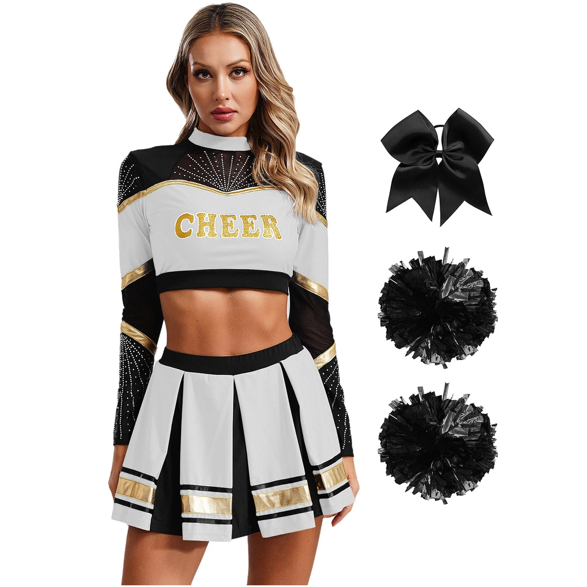 SS69 Women Cheerleading Performance Costume Set with Crop Top and Skirt