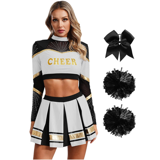 SS69 Women Cheerleading Performance Costume Set with Crop Top and Skirt