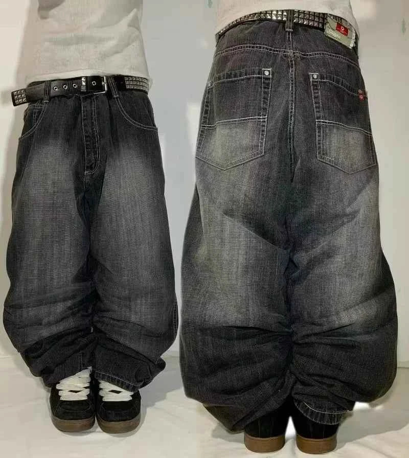 Vintage Low Waist Hip Hop Cherry Blossom Embroidered Jeans Wide Leg Trousers Y2K Clothes Mens Womes Embroidered Baggy Jeans