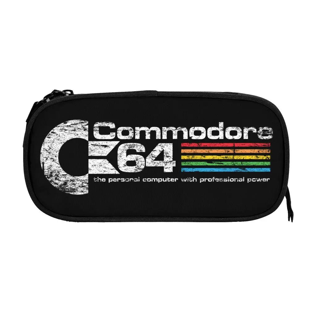 Custom Kawaii Retro Commodore 64 Pencil Case for Girls Boys C64 Amiga Computer Large Capacity Pen Box Bag Stationery SS69