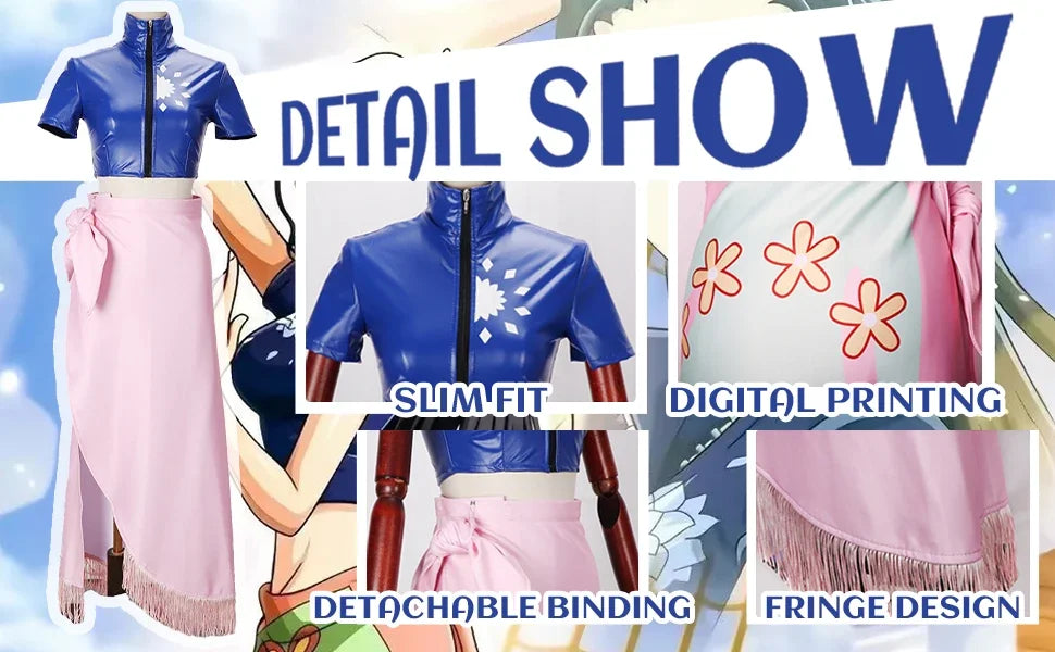 Nico Robin Cosplay Costume Top and Wrap Skirfor Women One Piece Anime Nico Robin Outfit Dress SS69