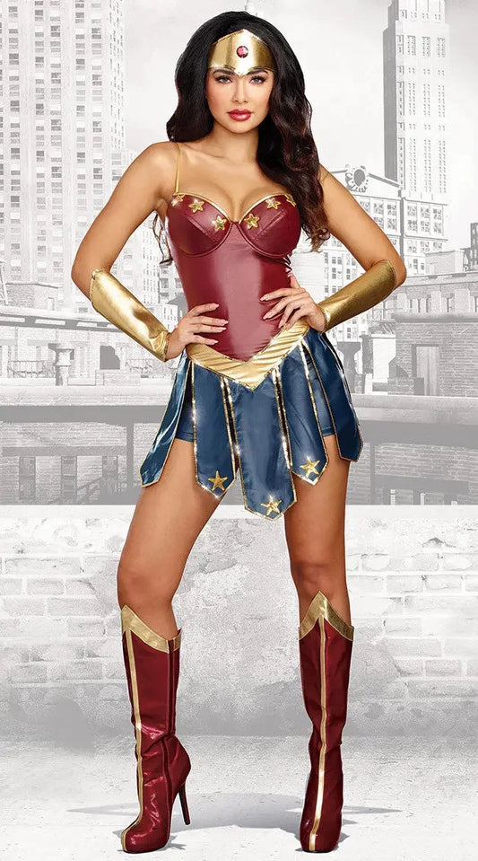 SS69 Women's Superhero Bodysuit Costume with Headgear for Cosplay Halloween