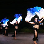 150cm Long Silk Veil Fan With LED Light Bamboo Silk Fan Practice and Stage Performance Dance Costumes Belly Dance Accessories SS69