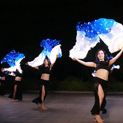 150cm Long Silk Veil Fan With LED Light Bamboo Silk Fan Practice and Stage Performance Dance Costumes Belly Dance Accessories SS69