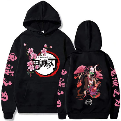 Harajuku Demon Slayer Plus Size Hoodie Kamado Nezuko Graphic Print Women Sweatshirts Long Sleeve Fashion Female Streetwear SS69 20.69 Black3 / XXL