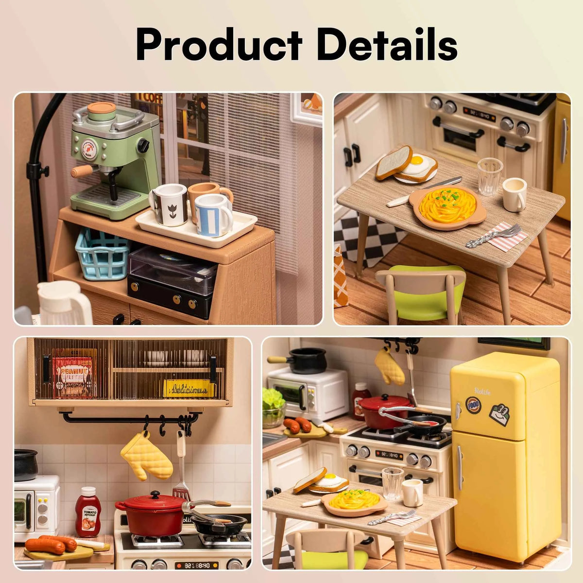 Robotime Rolife 3D Puzzle Model Super Store Series Happy Meals Kitchen Plastic DIY Miniature House Kit Building Blocks Kits