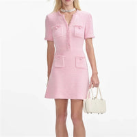 Spring/summer new Y2K high quality wool blend knit skirt Fashion commute front pocket fashion workwear knee length A-line skirt - SS69 