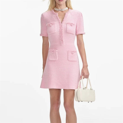 Spring/summer new Y2K high quality wool blend knit skirt Fashion commute front pocket fashion workwear knee length A-line skirt - SS69 