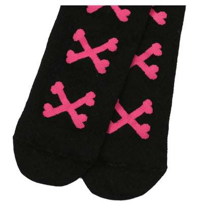 SS69 Women's Bone Print Thigh High Socks - Cotton Blend Cosplay Stockings