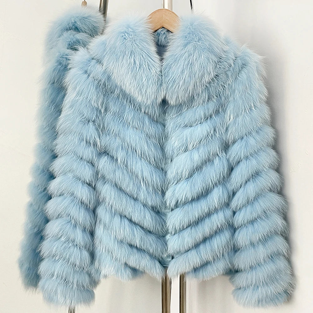 OFTBUY Women's Real Fox Fur Coat - Thick Warm Winter Jacket