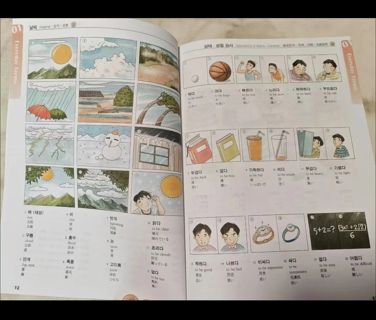 Korean picture dictionary Interest Comics book Learn Korean vocabulary visually Definitions in English Chinese Japanese SS69