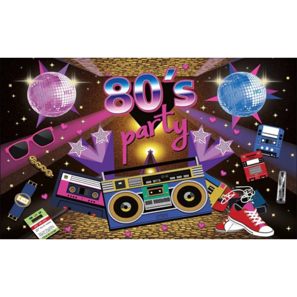 Back To 80'S Backdrop Graffiti Hip Pop Party Disco Music Photo Background Banner Graffiti Back To The 80’S Party Decorations SS69 11.69 B9Y9N1E