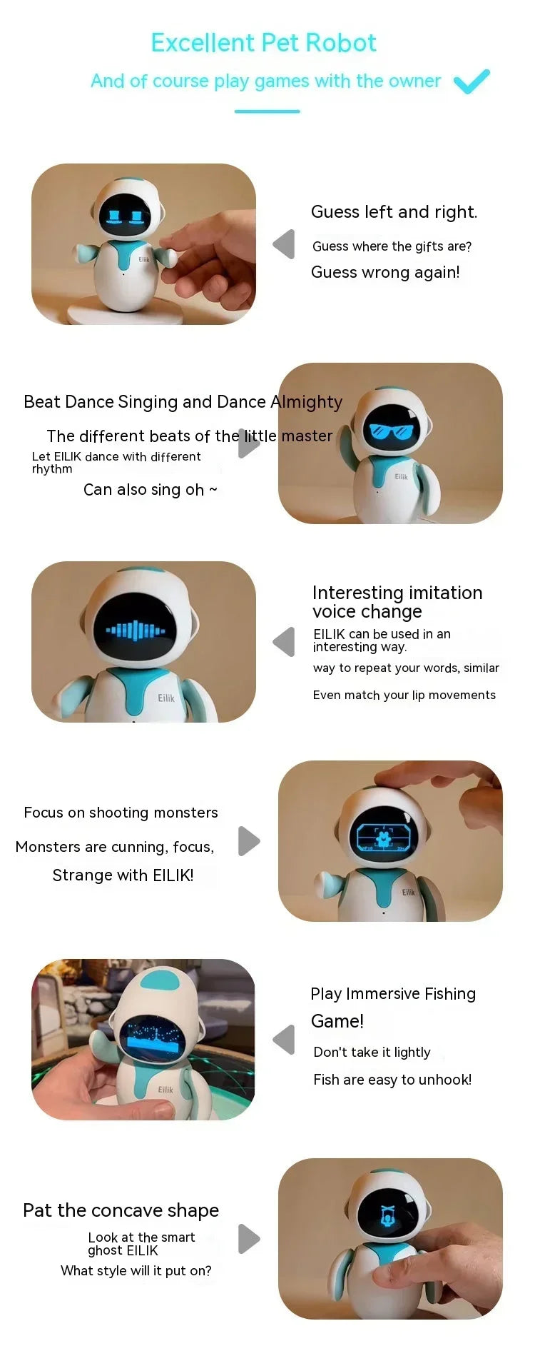 Eilik Robot Emotional Interaction Smart Companion Pet Robot Electronic Creative Custom Desktop Companion Christmas Toys Gifts SS69