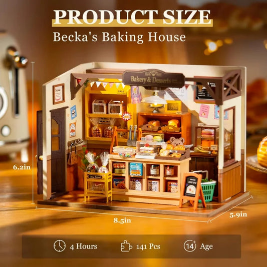 Robotime Rolife Becka's Baking House 3D DIY Miniature Dollhouse Kit