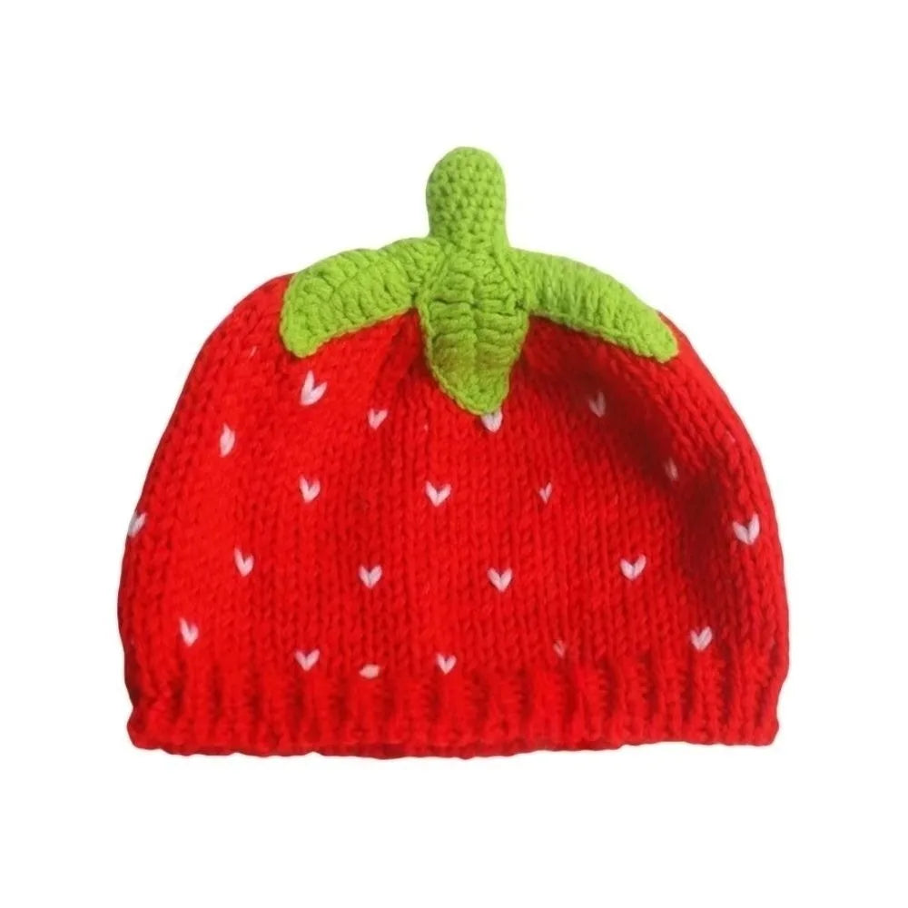 Crochet Strawberry Knit Hat - Warm Winter Beanie for Adults