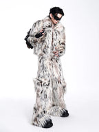 Mauroicardi Men's Faux Fur Wide Leg Pants