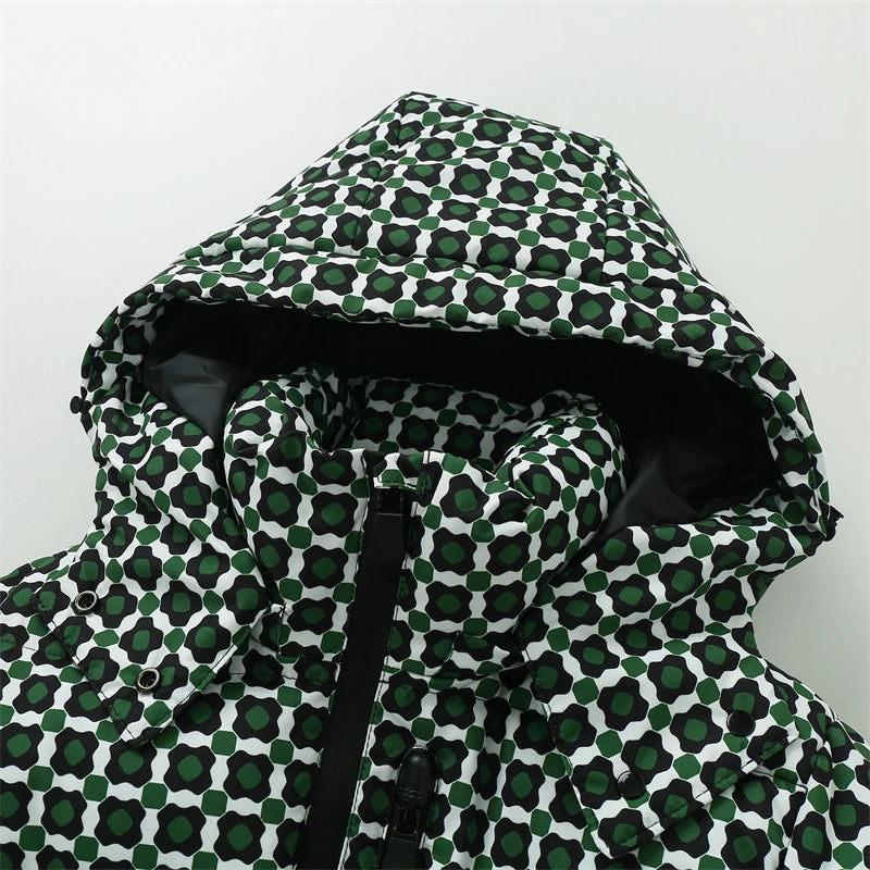 Women's Winter Hooded High Waist Padded Sport Parkas Coats with Belt Female Elegant Thick Warm Pockets Windproof Skiing Jackets