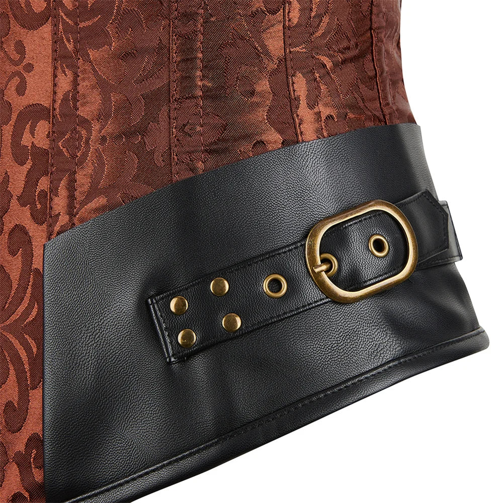 Women's Jacquard Underbust Corset Belt with Lace-Up Front