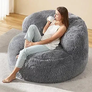 Jumbo Adult Bean Bag Chair with Foam Filling - Plush, Large Beanbag for Comfort and Relaxation
